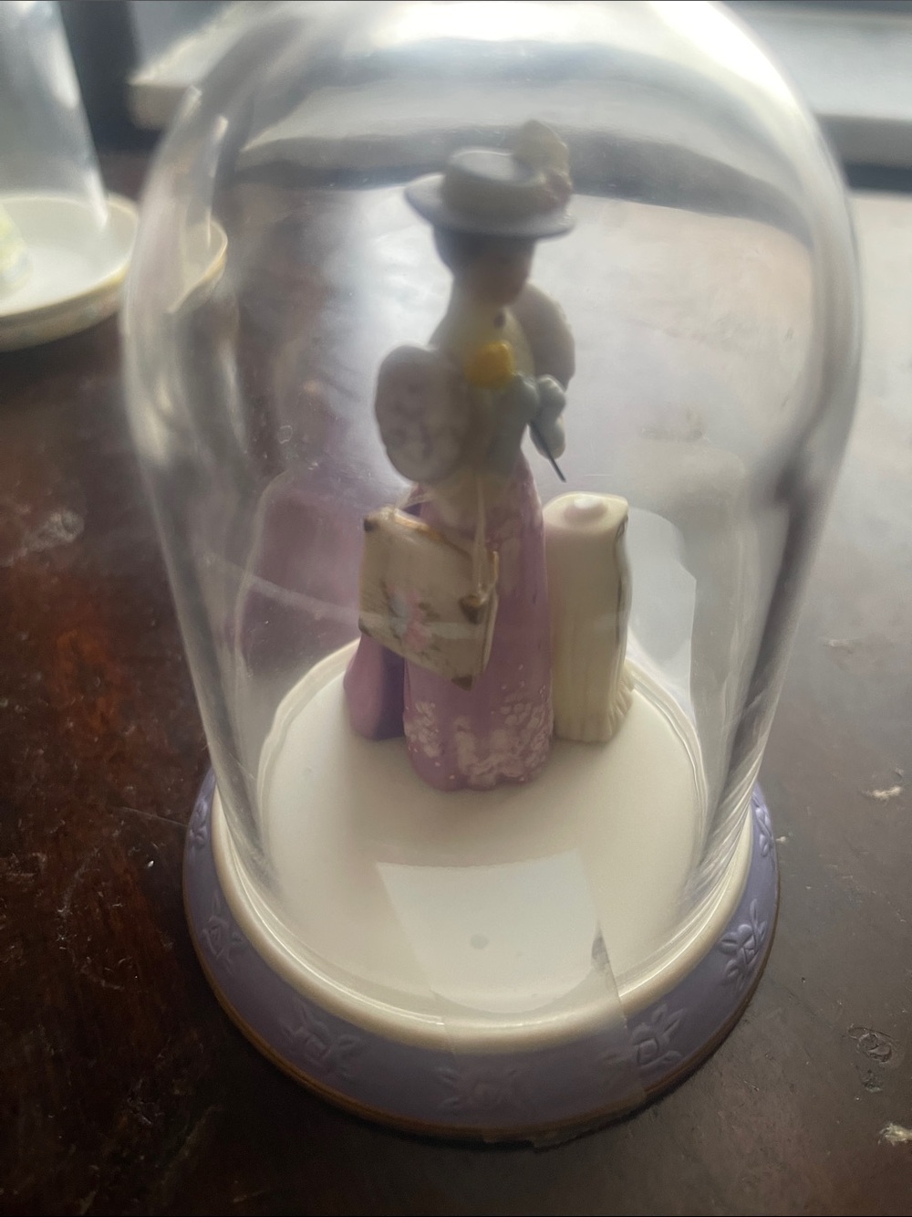 Vintage-style Lady Figurine Dome - Lavender Dress